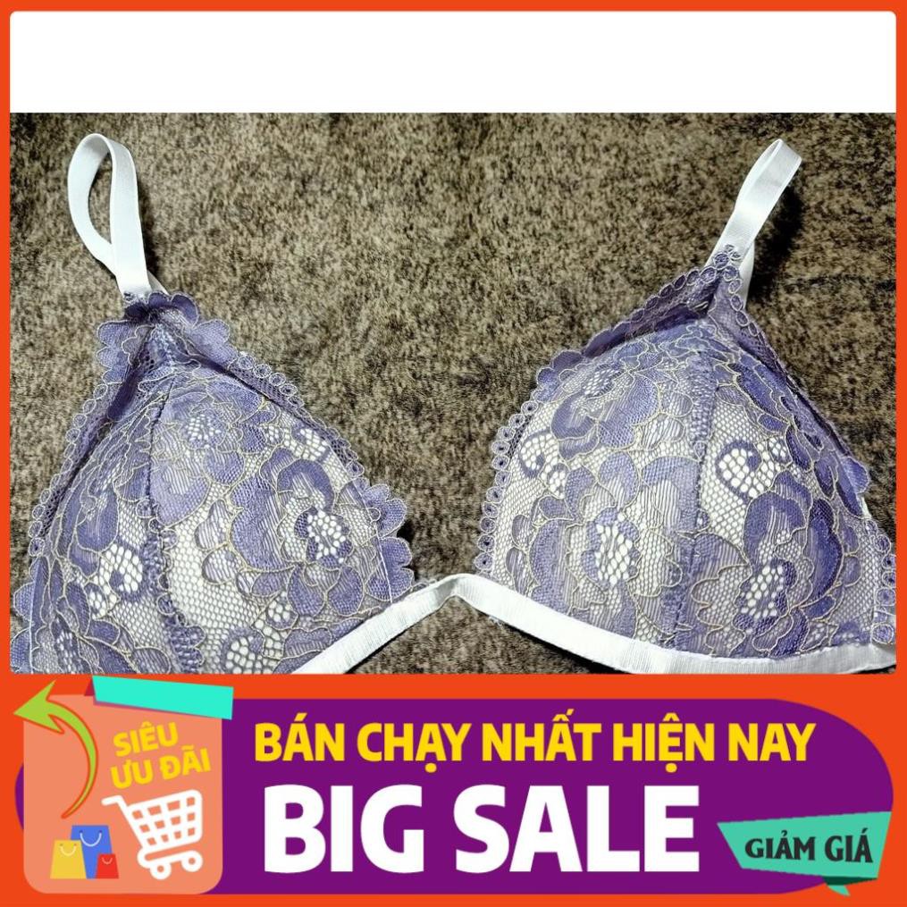 Bộ lót ren nữ màu ghi 👙 FREEESHIP 👙 Bralette ghi ren hoa chất liệu ren mềm nhẹ có mút cao cấp thoáng khí tốt | BigBuy360 - bigbuy360.vn