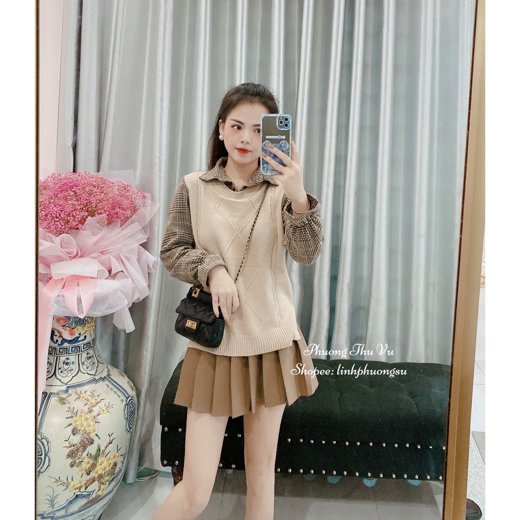 (Hàng Có Sẵn - Rẻ Nhất) ÁO LEN QUẢ TRÁM PHỐI DẠ KẺ MỀM | BigBuy360 - bigbuy360.vn