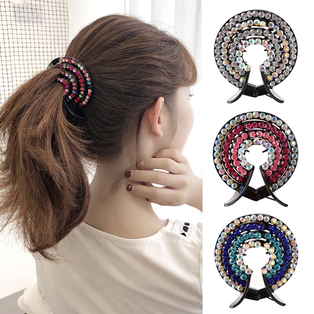 Kẹp tóc đính đá nhiều màu sắc dùng để làm kiểu tóc búi cho nữ