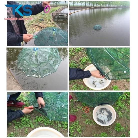 Lưới bắt cá bát quái 8 lỗ, lồng bát quái bắt cá, tôm, cua, trạch