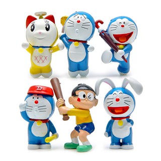 Bộ 6 Mô Hình Doraemon - Mô Hình Doramon Để Bàn Trang Trí Xe Hơi Cực xinh