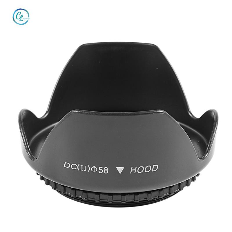 DC-SN HOOD 58mm Screw Mount Flower Crown Lens Hood Petal Shape for Canon Nikon Tamron Sigma Sony 58mm Lens Black