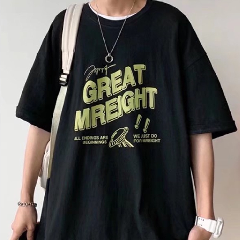 Áo Thun Tay Ngắn Cổ Tròn In Chữ Size M-8XL Phong Cách Mới Cho Nam