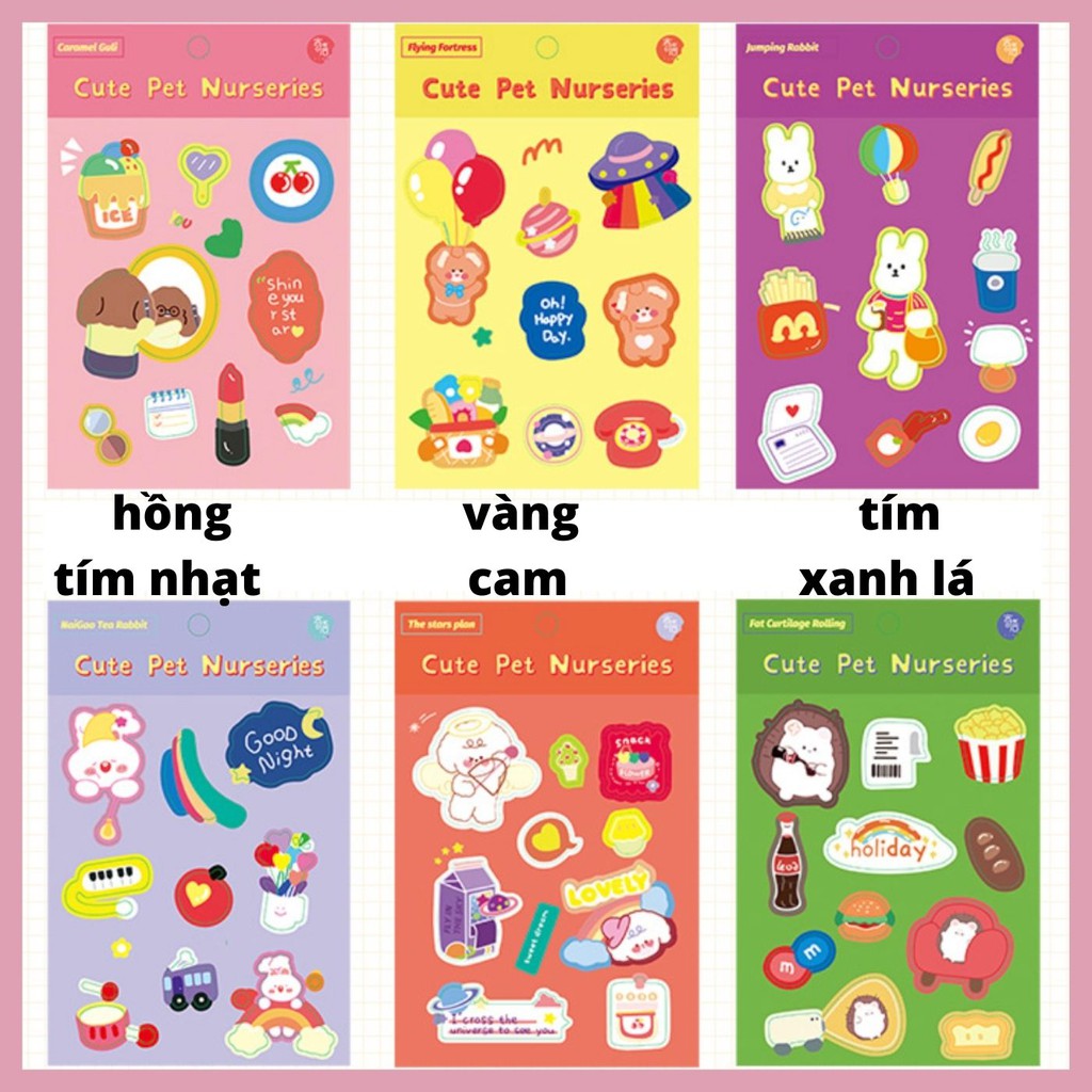 STICKER CUTE PET NURSERIES 8 MẪU