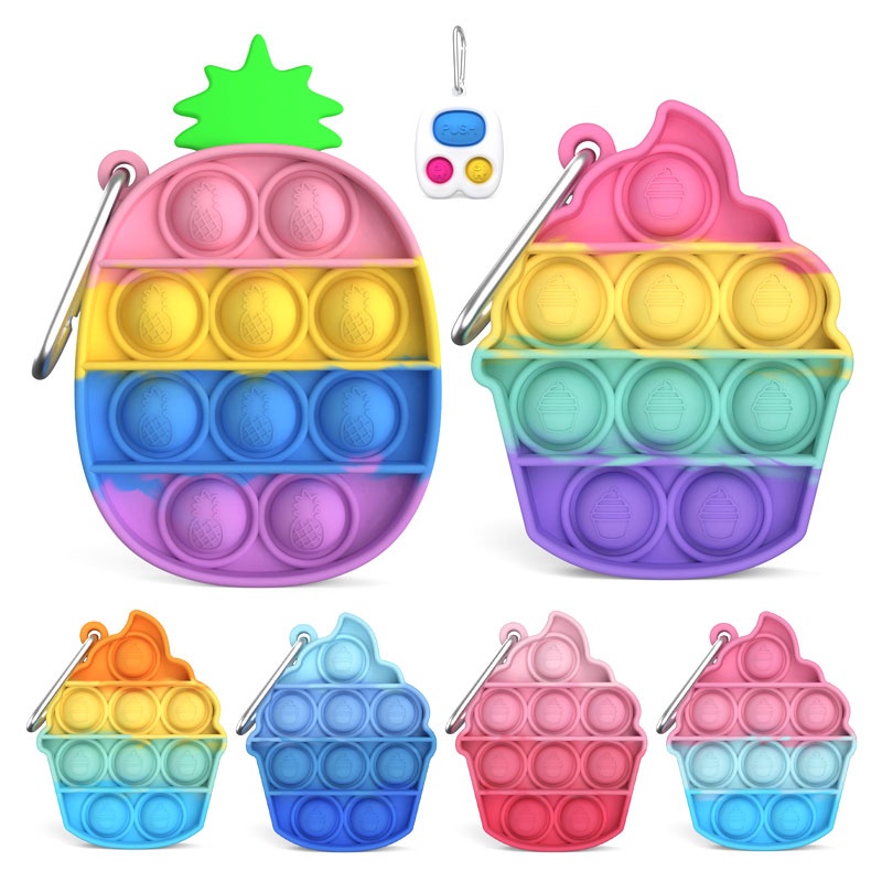 New Pop It  Keychain Simple Dimple Stress Release Toy Push Pop Kids Adult Fidget Educational Toys Gift