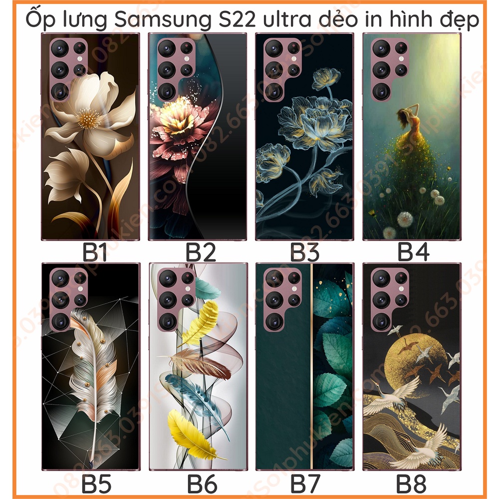 Ốp lưng Samsung S22 / S22 PLUS / S22 ultra 5G (s22ultra) mặt lưng ép kính chống bể hình đẹp sắc nét và ốp dẻo in hình