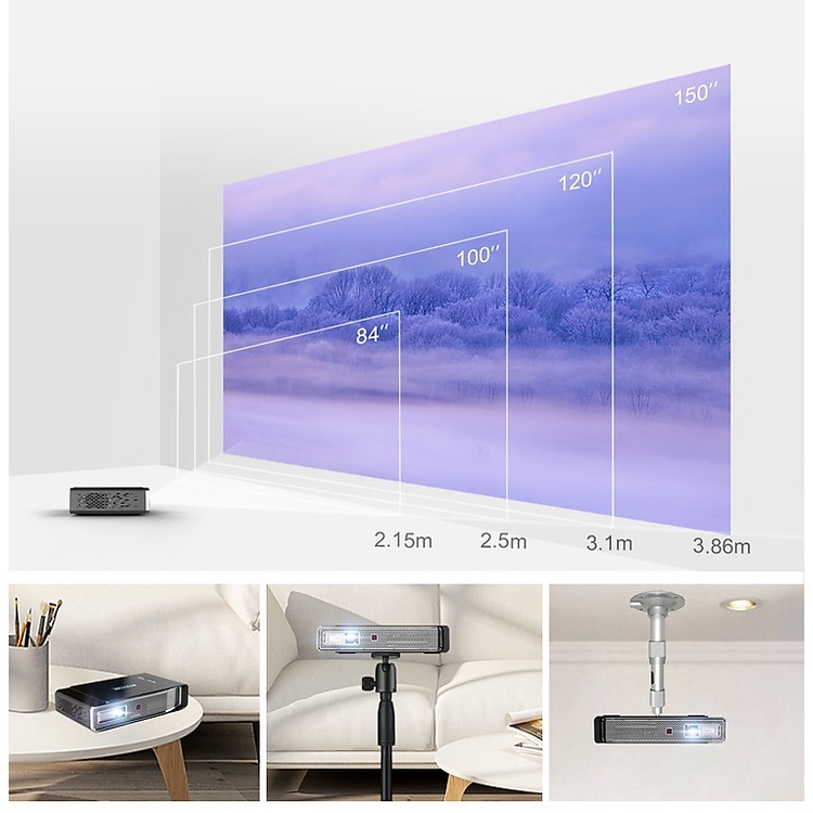 Máy chiếu mini thông minh Byintek UFO R15, kết nối điện thoại, hỗ trợ xem 3D