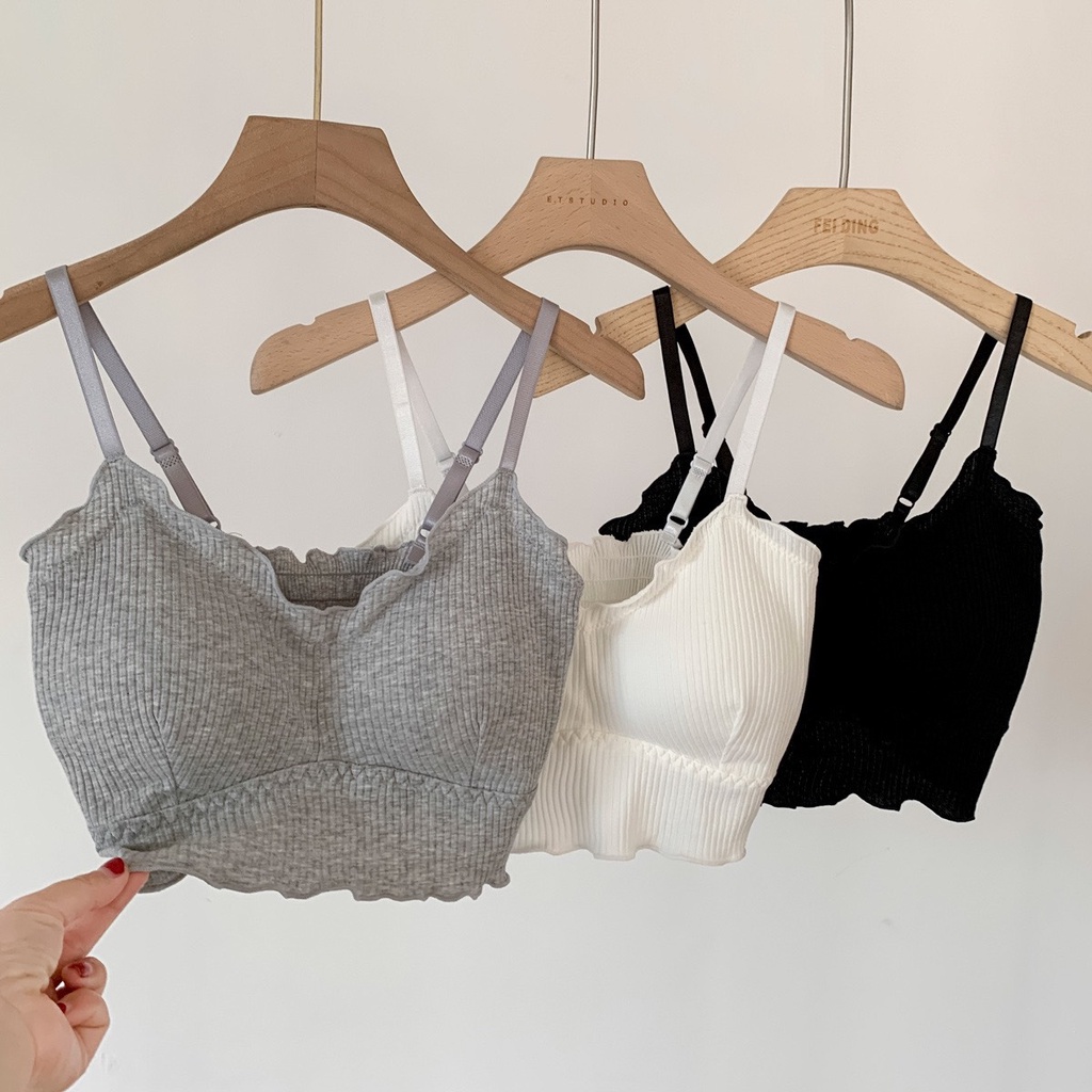 Áo Bra Viền Bèo Cotton Tăm Có Dây Điều Chỉnh Điệu Đà 262