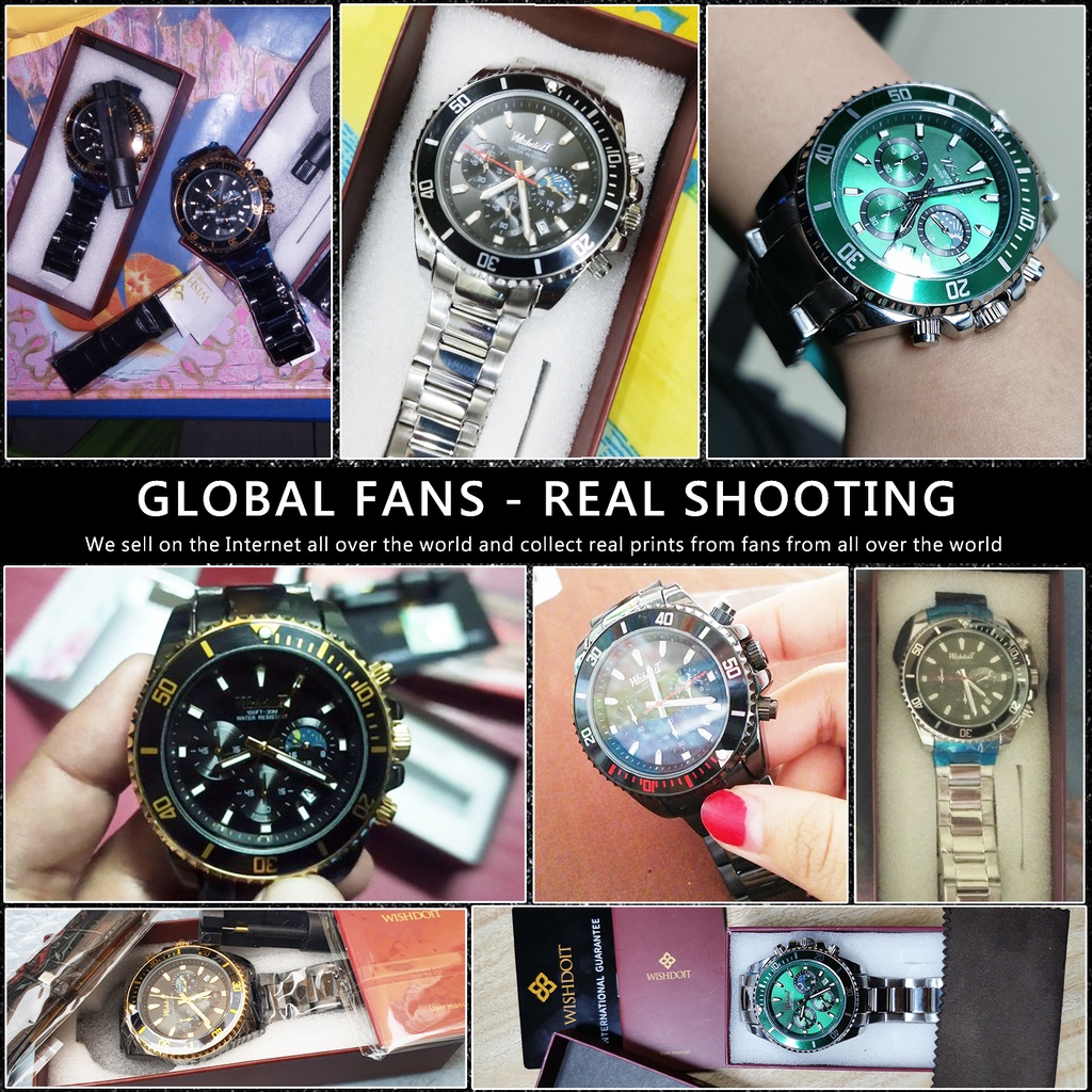 WISHDOIT Đồng hồ quartz chống thấm nước chất liệu thép không gỉ WSD-156-B | BigBuy360 - bigbuy360.vn