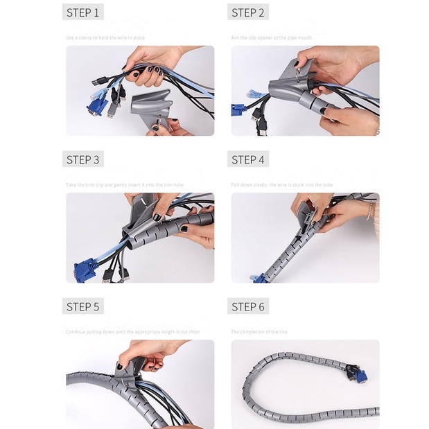 Dây Ống luồn dây điện dạng xoắn ốc dây ống xoắn bảo vệ dây điện quấn gọn dây điện 1m không kẹp