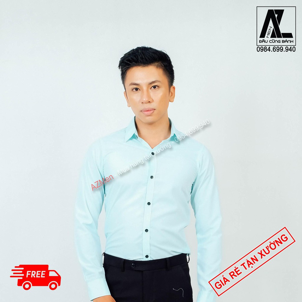Áo sơ mi nam AZMen SLIMFIT body CÁ TÍNH dài tay - Màu xanh ngọc