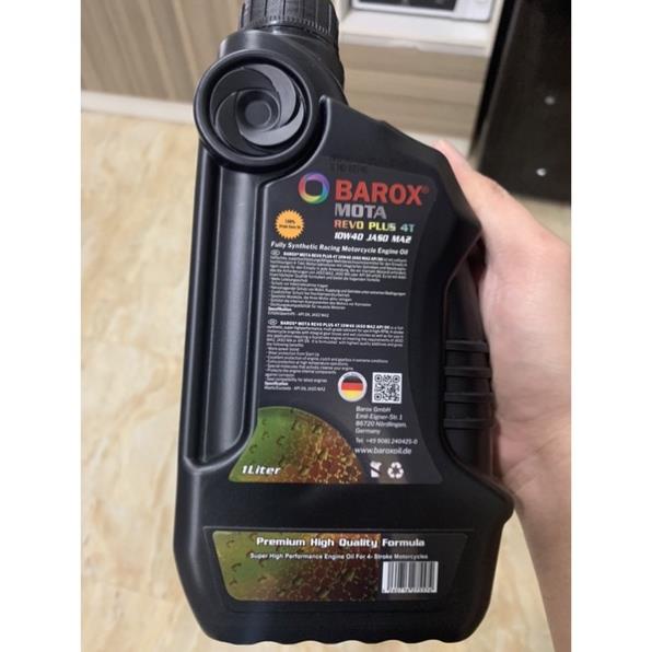 Nhớt XE MÁY Barox Mota Revo plus 4T, 1L, Tổng Hợp Toàn Phần, Nhập Khẩu Từ Đức