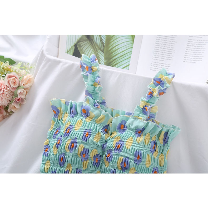 Áo Hai Dây Co Giãn Họa Tiết Hoa Thời Trang Mùa Hè Dễ Phối Đồ Cho Nữ