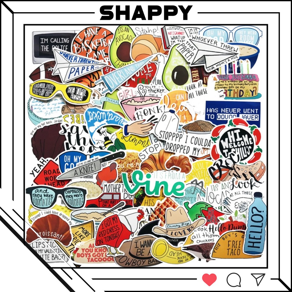 Sticker Dán VINE PVC Chống Thấm Nước | Dán Laptop - Dán Nón Bảo Hiểm - Dán Xe - Dán Vali [Shappy Shop]