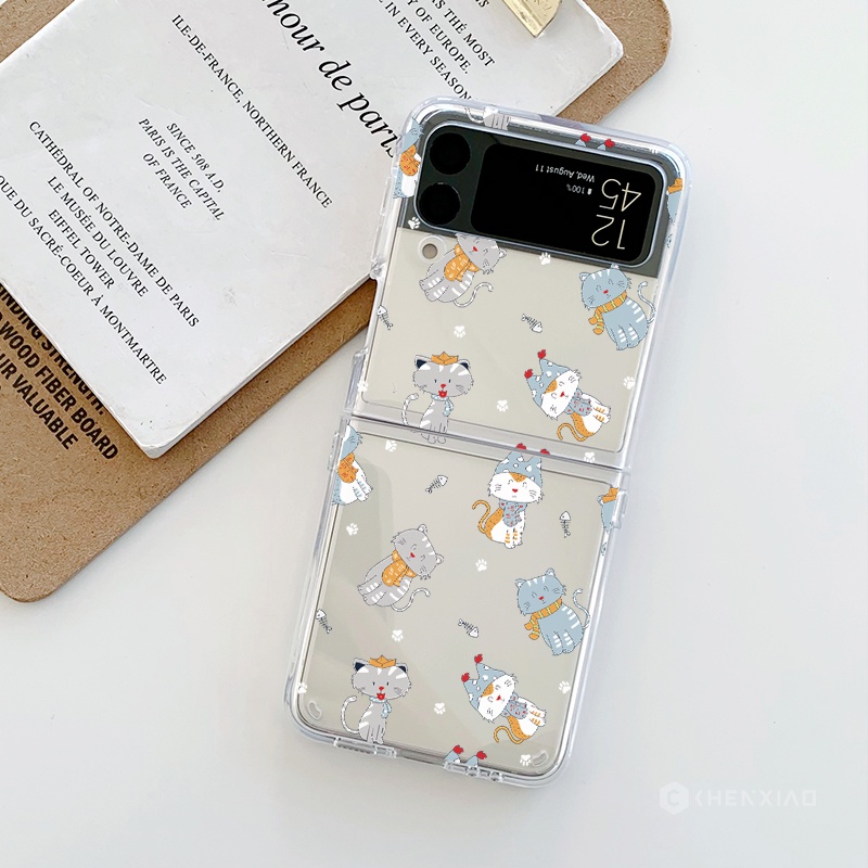Ốp Điện Thoại Hình Mèo Hoạt Hình Cho samsung z flip z 4 / z flip3 5g