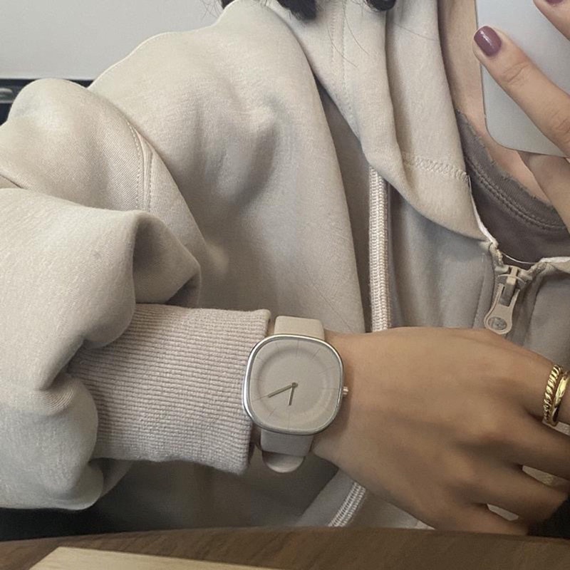 Đồng hồ nam nữ mặt vuông dây da kiểu dáng thời trang tuổi teen DH99 LOUSMORE