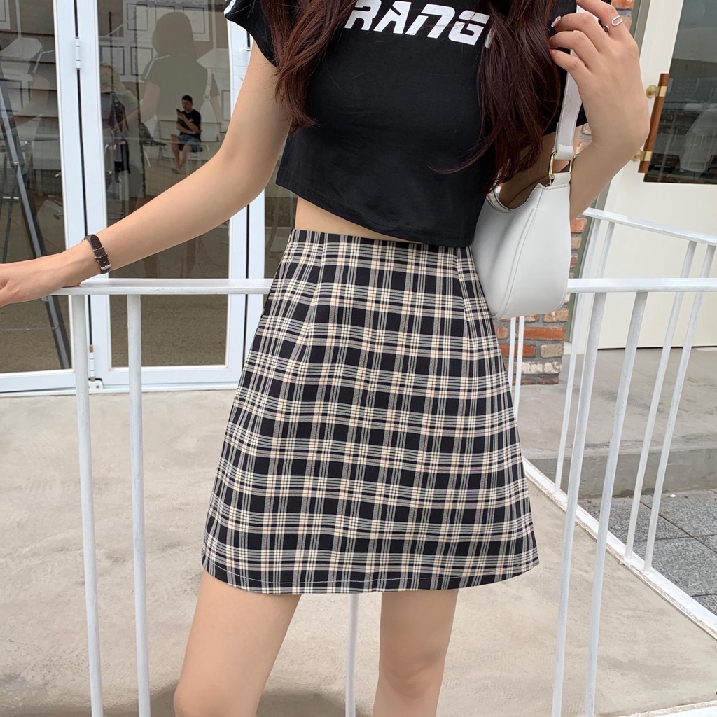 Chân Váy Chữ A Lưng Cao Họa Tiết Kẻ Sọc Thời Trang Hàn Quốc Size s-3XL sc3573