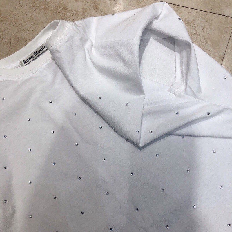 Áo phông ngắn tay Acne studios thời trang hàng cao cấp có đính đá nhỏ