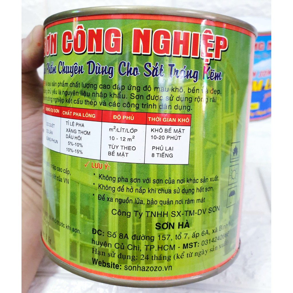 Sơn lót kẽm sơn sắt mạ kẽm công nghiệp Kim Long Trọng Lượng 1kg (màu trắng, đen, xám)