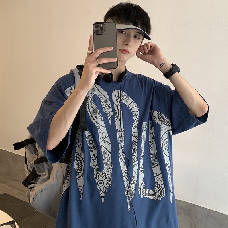 Áo Thun Nam Tay Ngắn In Hình Hoa Trẻ Trung