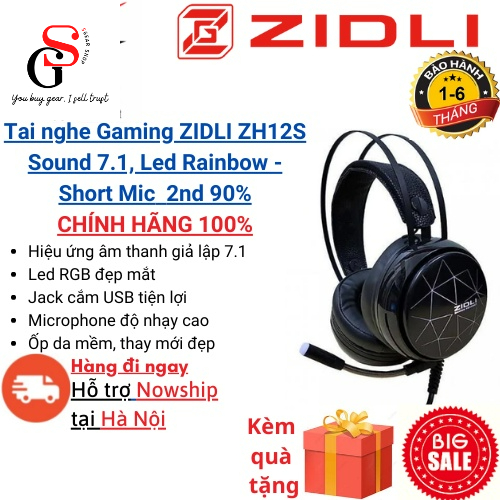 Tai nghe Gaming ZIDLI ZH12S (Sound 7.1, Led Rainbow) - Short Mic - tai nghe phòng game hay - Hàng Chính Hãng 2nd 90%