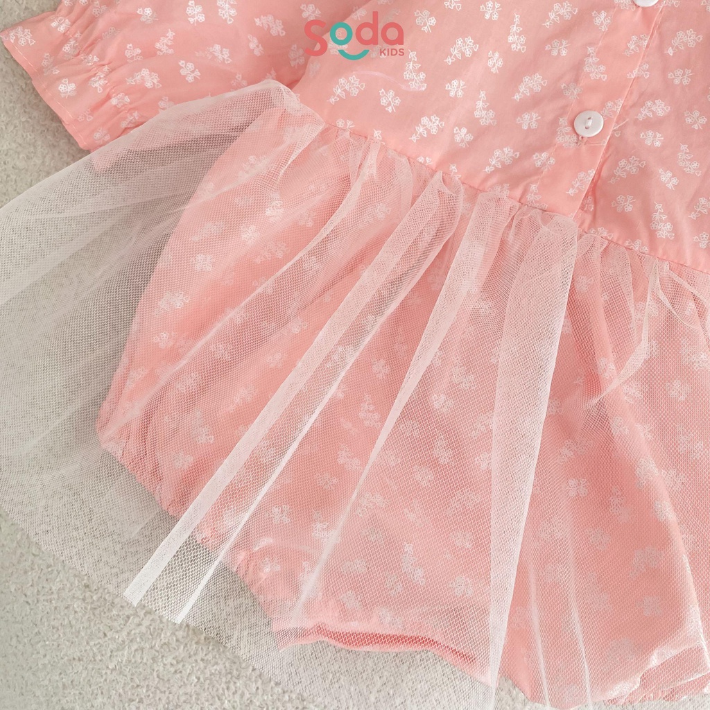 Body bé gái SELINE SODA KIDS chất liệu hoa nhí thô mềm, thiết kế voan tiểu thư, phong cách Hàn Quốc