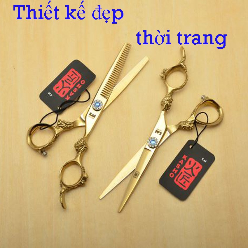 BỘ  KÉO CẮT TÓC NHẬT 6INCH NHẬP KHẨU TẠO HÌNH RỒNG  KASHO VQA8  ( Mua một bộ kéo được tặng bao da+lọ dầu+khóa kéo+2lược)