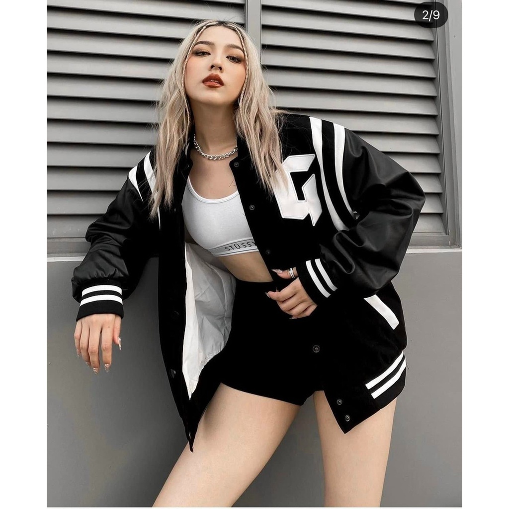 Áo Khoác Bomber Jacket Nhung Gân G Unisex (Ảnh Thật/Có Sẵn)