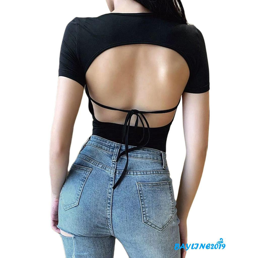 Áo liền quần tay ngắn hở lưng quyến rũ cho nữ