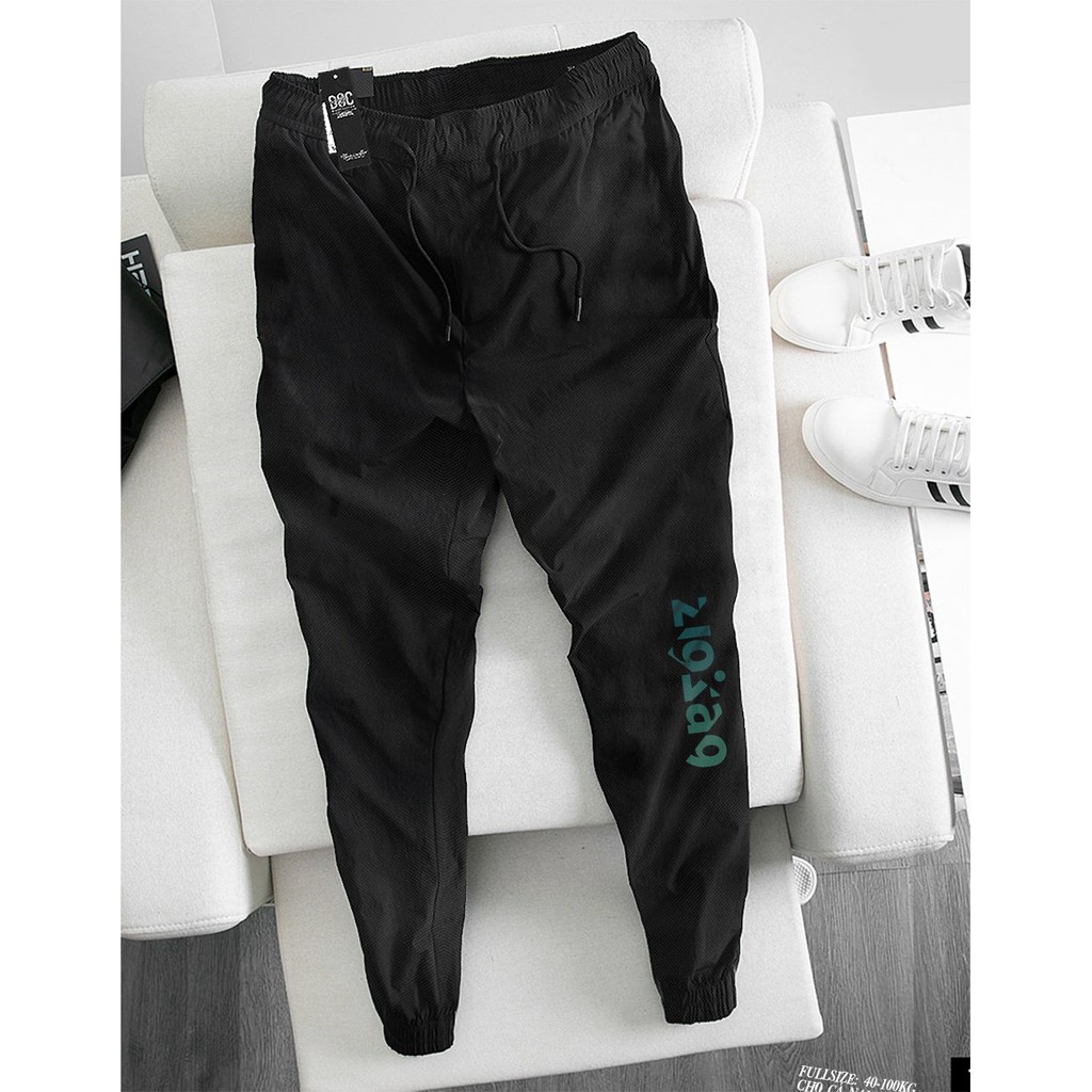 Quần jogger nam nữ vải thun màu đen