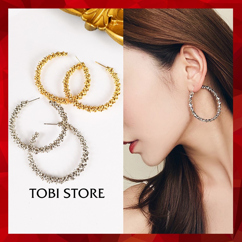 Khuyên tai nữ tròn to bông tai tròn to bông xù kiểu cách cá tính đẹp TB70 TOBI STORE