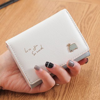 Ladies Wallet Korean Cute Small Wallet Fresh Contrasting Color Tri-fold Cartoon Thin Wallet