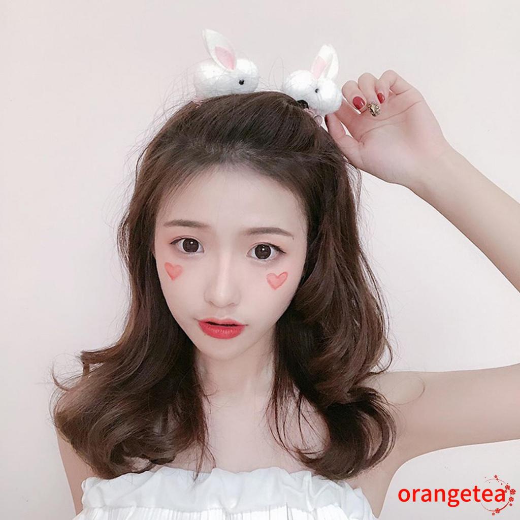 Kẹp tóc hình chú thỏ hoạt hình bằng lông nhung dễ thương xinh xắn cho bạn nữ