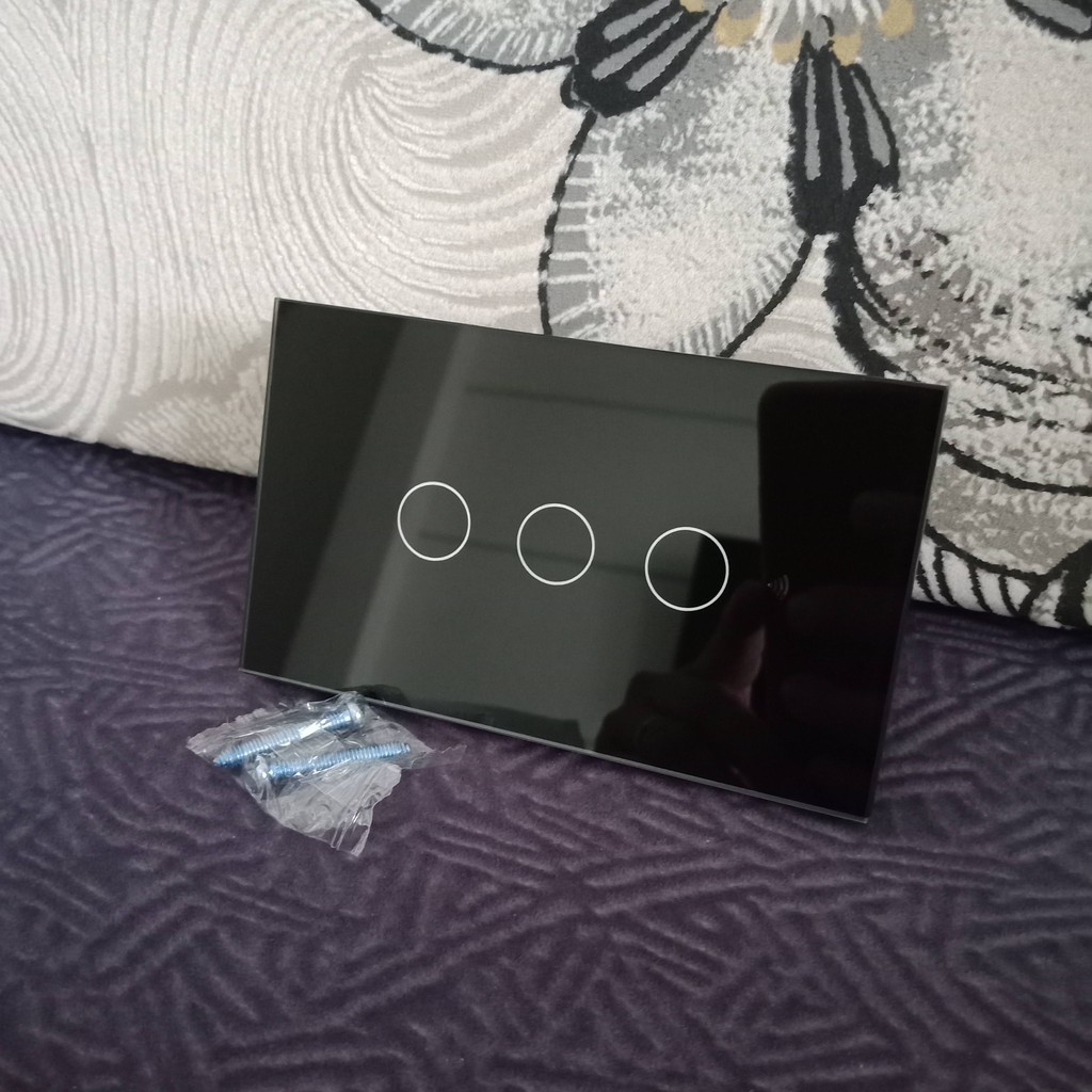 Công Tắc Cảm Ứng 3 Nút Cao Cấp điều khiển từ xa qua Wifi + RF 433Mhz dùng app Tuya