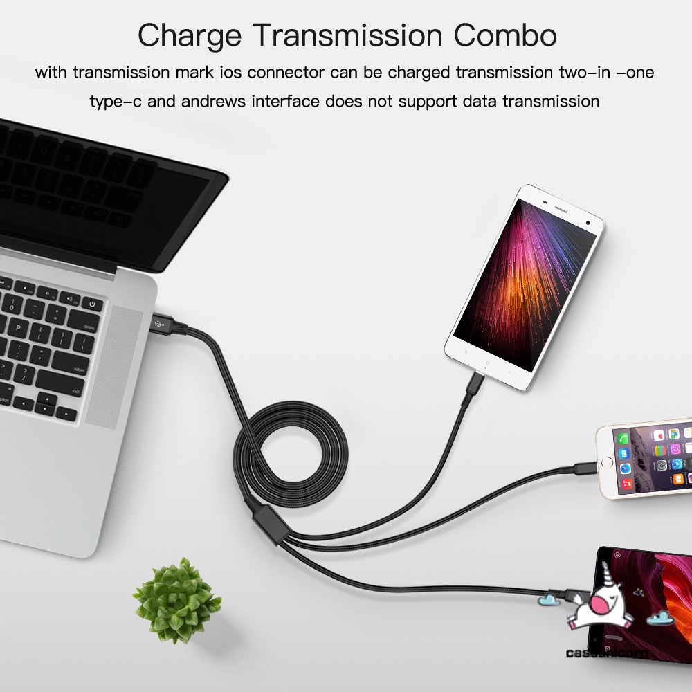 Cáp sạc nhanh thiết kế 3 trong 1 cổng Micro Usb Type C thích hợp cho Iphone