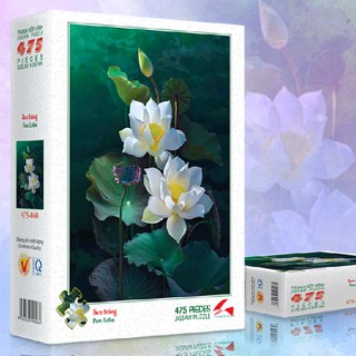 Tranh xếp hinh trí tuệ tia sáng jigsaw puzzle 475 mảnh - sen trắng - msp: 475-040