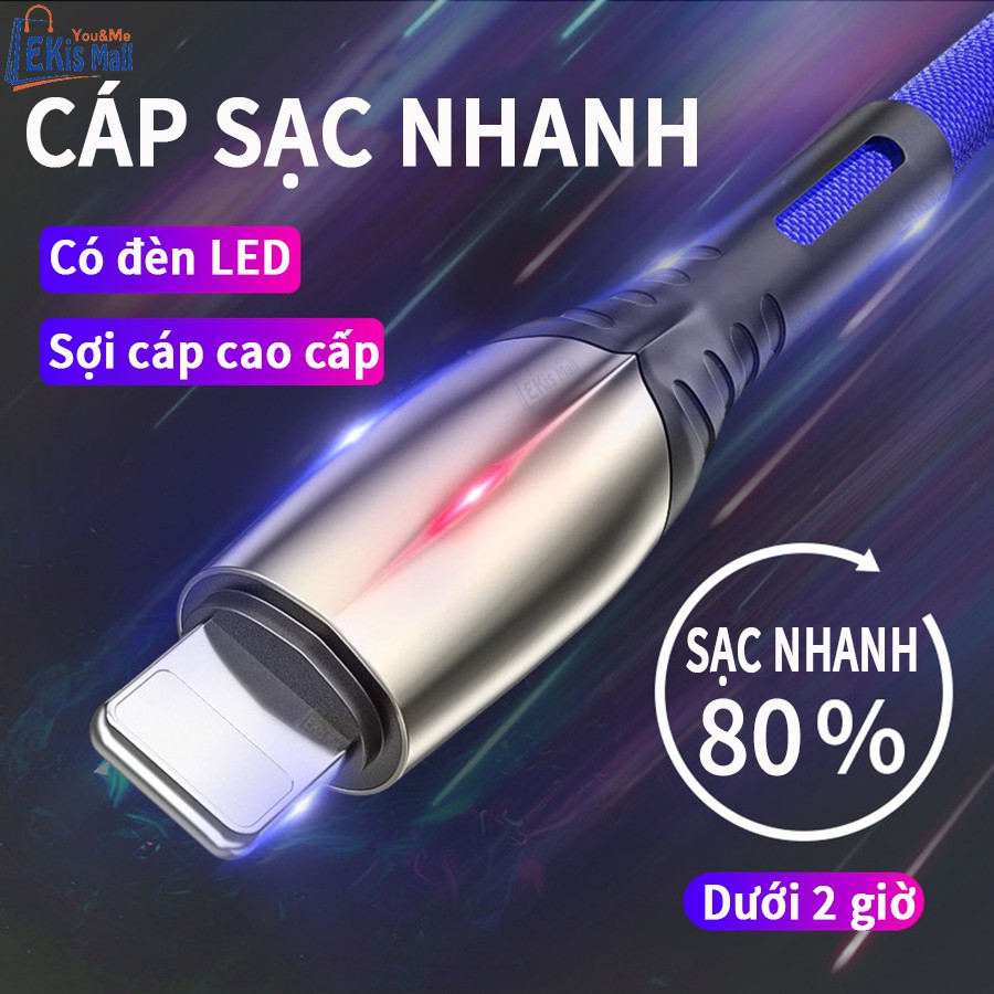 Dây sạc Cáp sạc nhanh iphone samsung Oppo Type C Lightning Cao Cấp