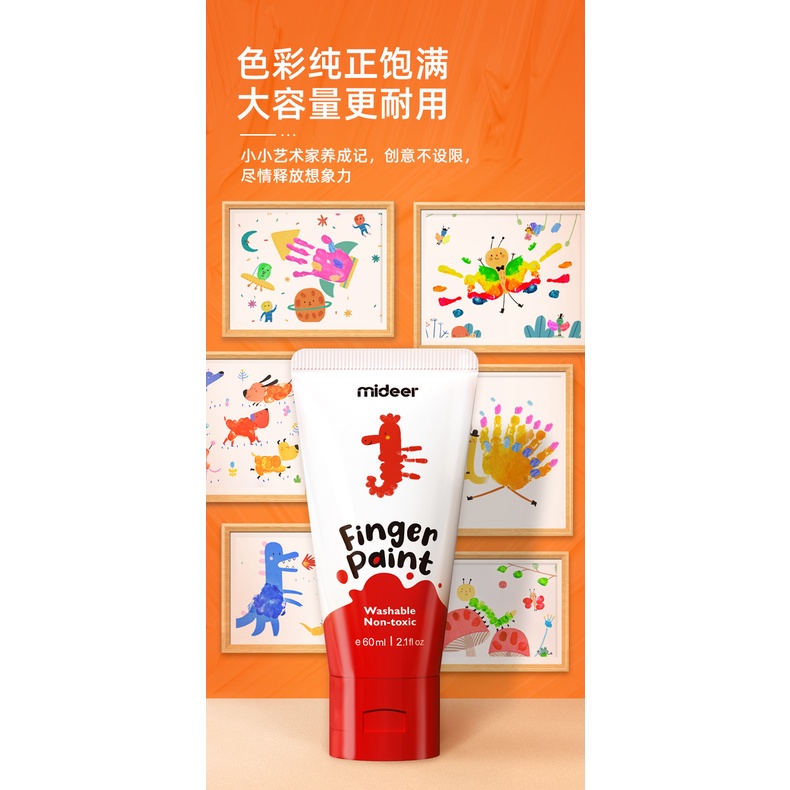 Mideer màu vẽ bằng tay Finger paint loại 12 tuýp - tặng khay pha màu của hãng Mideer