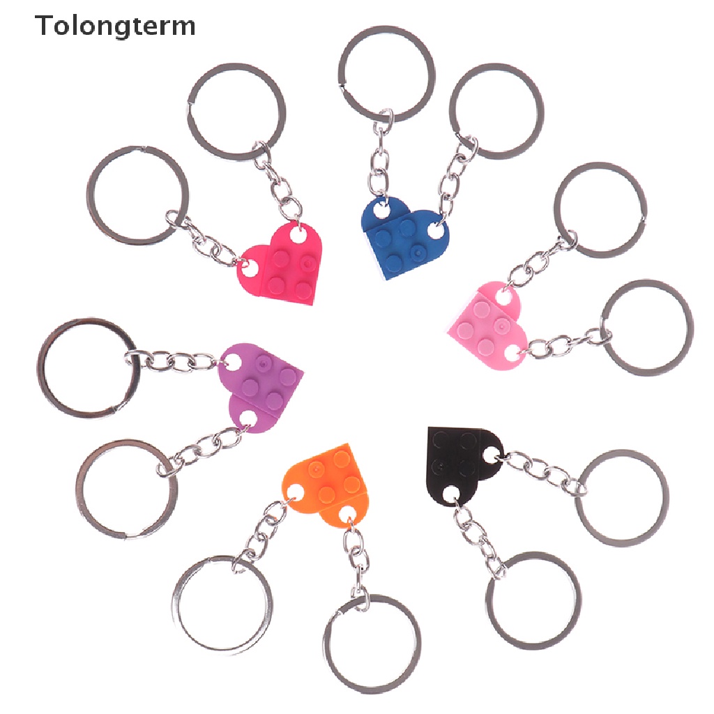 Set 2 móc khóa thiết kế mặt kiểu mảnh ghép trái tim đáng yêu làm quà tặng sinh nhật dành cho cặp đôi