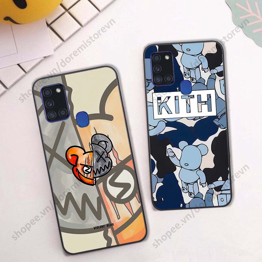 Ốp lưng Samsung A21s hình kaws, kith, bear brick nổi 3D phong cách độc đáo