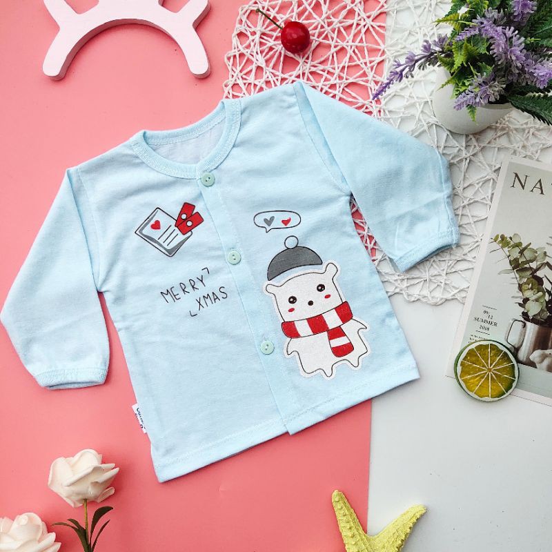 Áo Dài Tay Cotton In Hình Ngộ Nghĩnh Cho Bé 3-10kg / A2VD