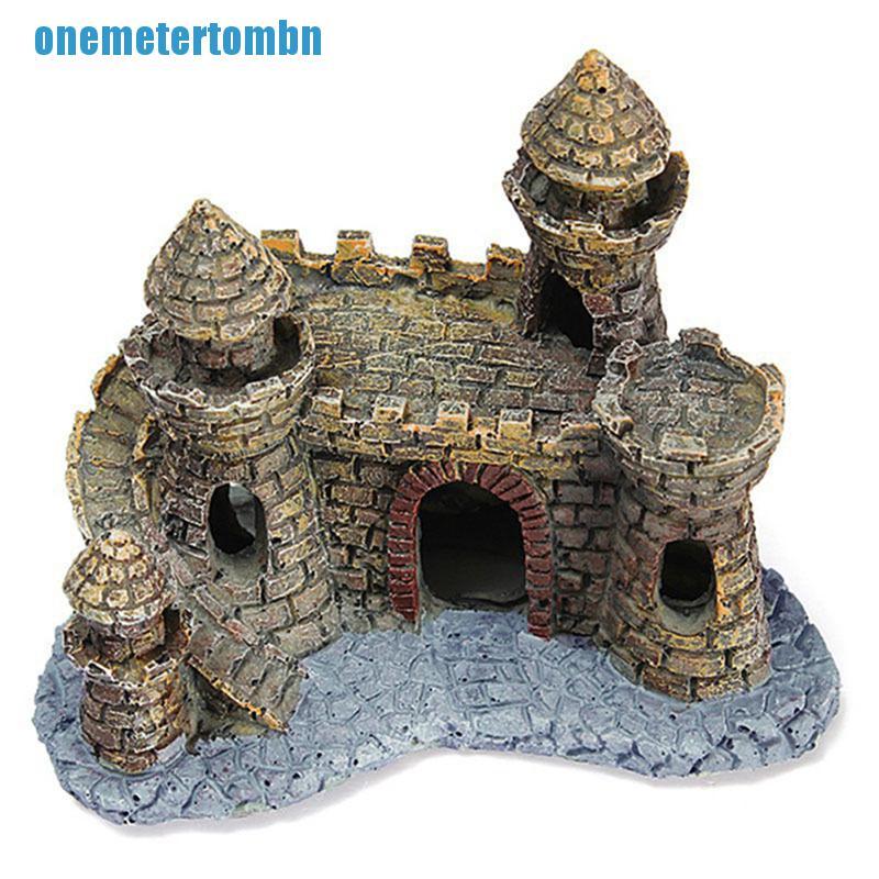 Polyresin Tower Castle Aquarium Ornament Fish Tank Decoration Accessories New