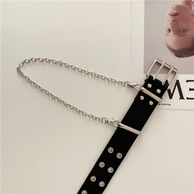 Thắt Lưng Dây Xích Đôi Bằng Kim Loại Thời Trang Đường Phố