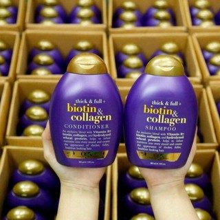 Dầu Gội Biotin collagen thick and full 385ml | Dầu cặp Gội Xả tím, xanh chính hãng