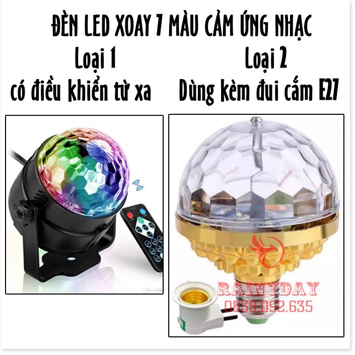 Đèn led xoay 7 màu vũ trường nháy chớp theo nhạc bay phòng sân khấu cảm ứng nhạc có điều khiển