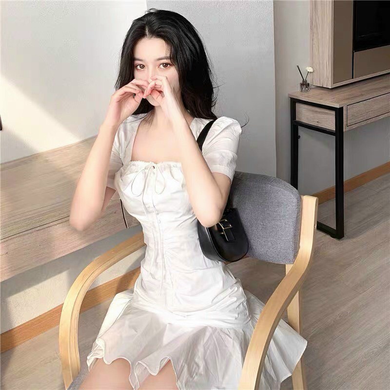 Váy Đầm Nữ Dáng Ôm Cổ Vuông Thiết Kế Tiệc Sang Chảnh Siêu Xinh Thời Trang Nữ Minh Phúc