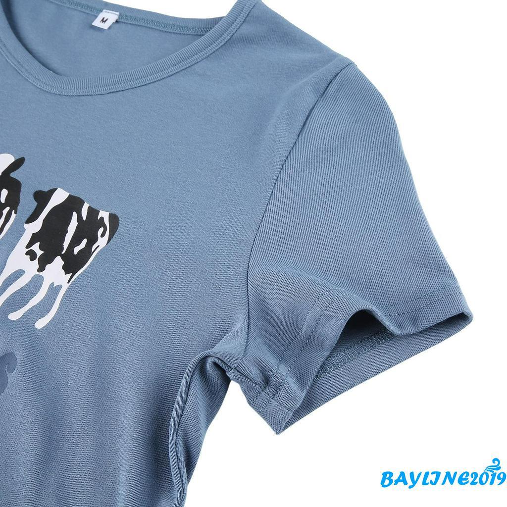 Áo Thun Lửng Ngắn Tay In Chữ Thời Trang Cho Nữ