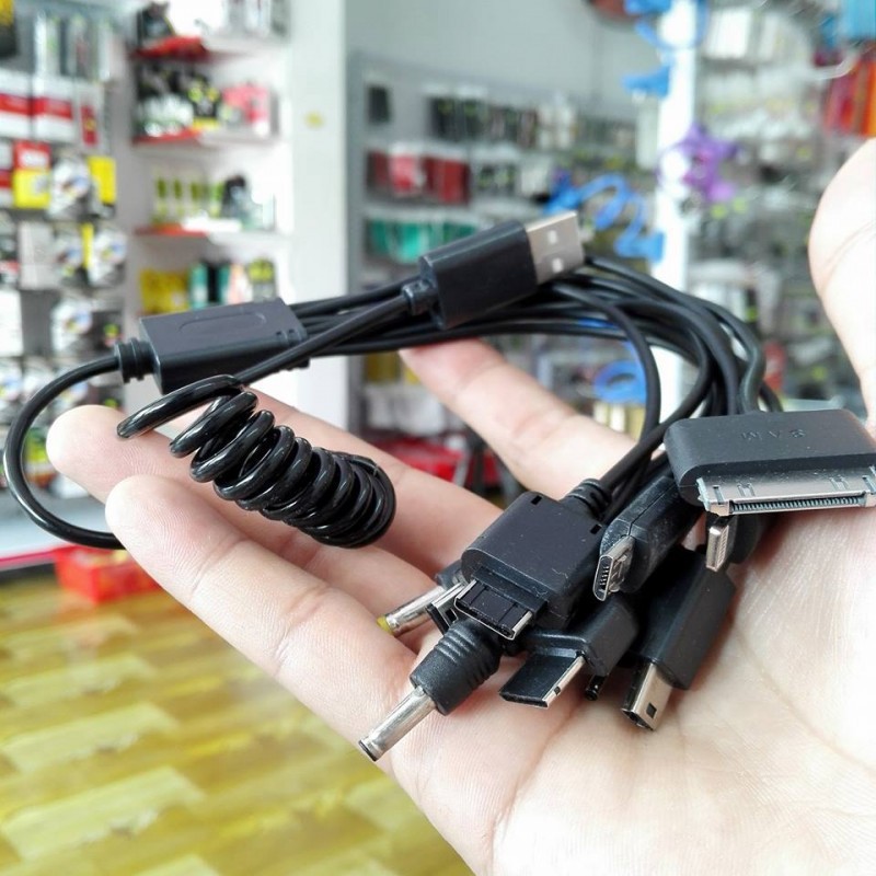 Cáp Sạc 10 Đầu Dây Xoắn Đa Năng,Có Đầu IP_video tự quay shop oanh