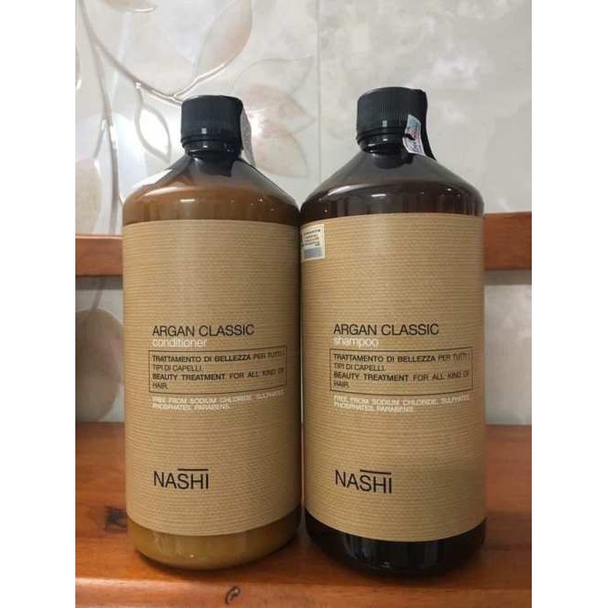 🇮🇹Nashi-Italia🇮🇹 Dầu gội xả phục hồi tóc Nashi Argan Classic 1000mlx2