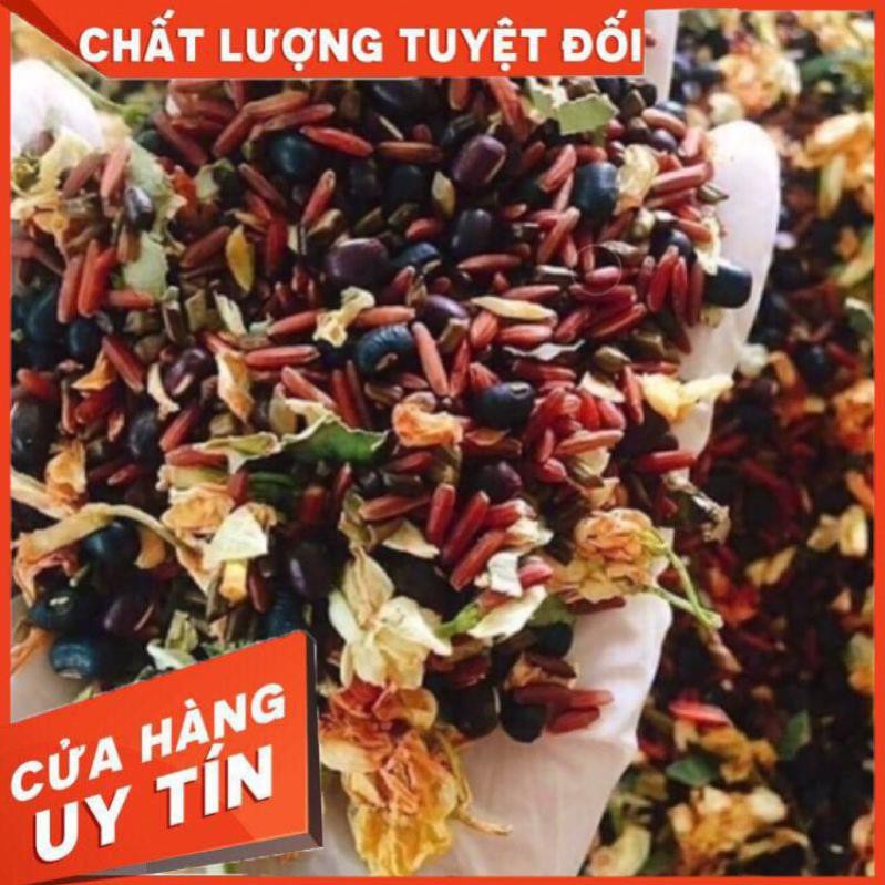 1kg Gạo lứt, đỗ đen đỗ đỏ rang củi mix lá sen hoa nhài